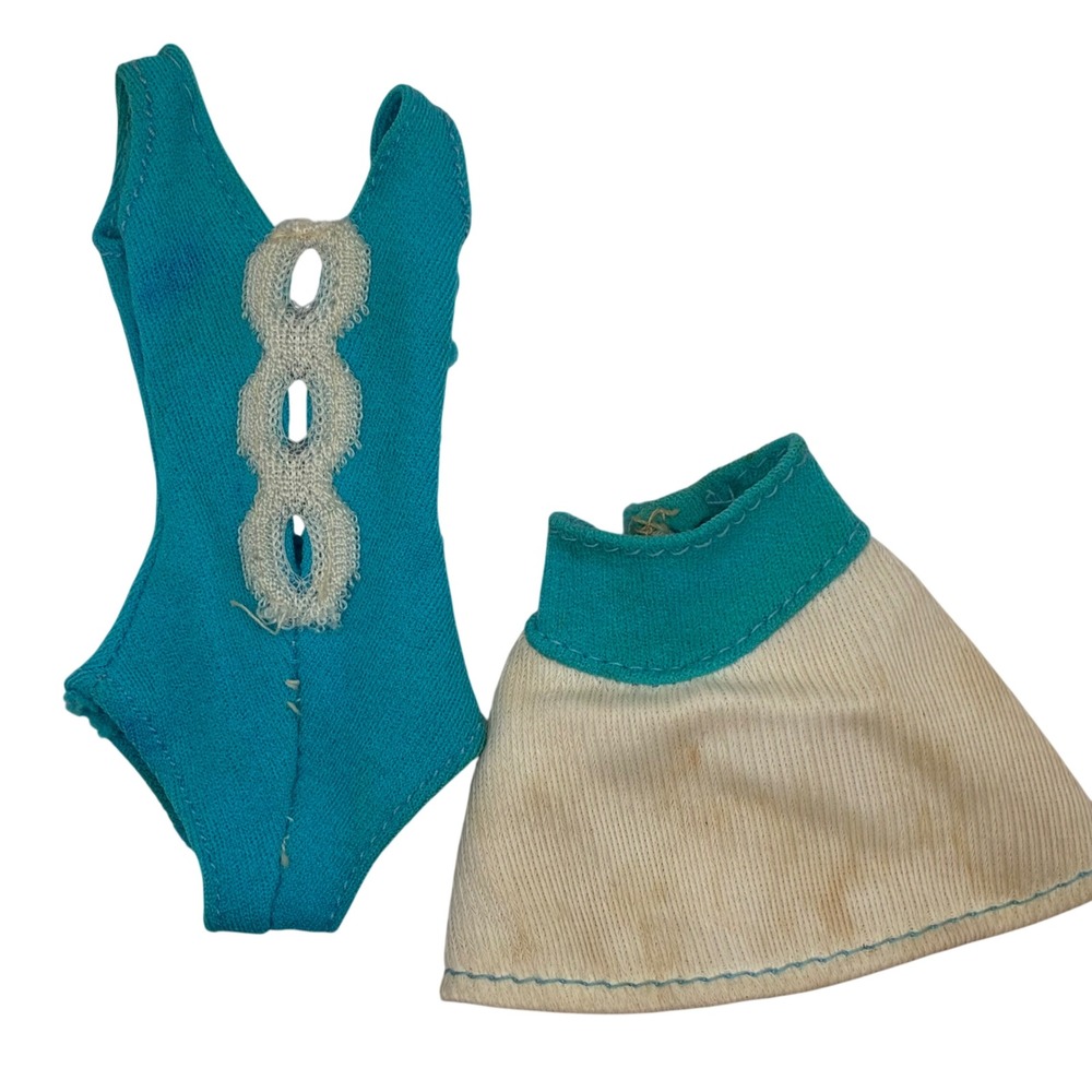 Vintage 1978 Ideal Tuesday Taylor Turquoise Swimsuit and Skirt Doll Outfit Set